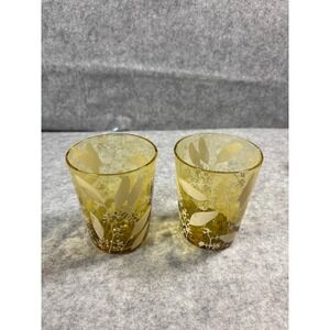 Set of 2 Anthropologie Ferris Wheat Tumbler Amber Golden Mustard